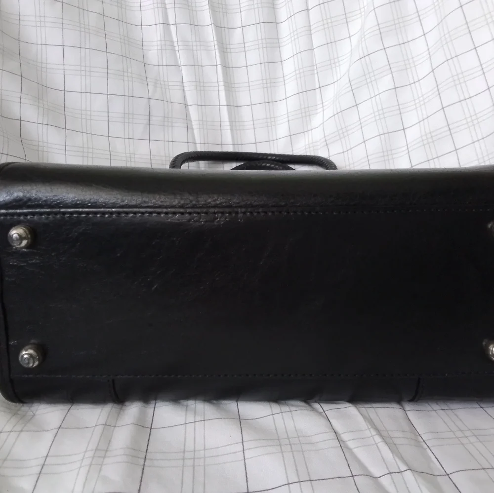 Brighton Chantilly Black Leather Croc Satchel Handbag/Shoulder Bag - Picture 3 of 5